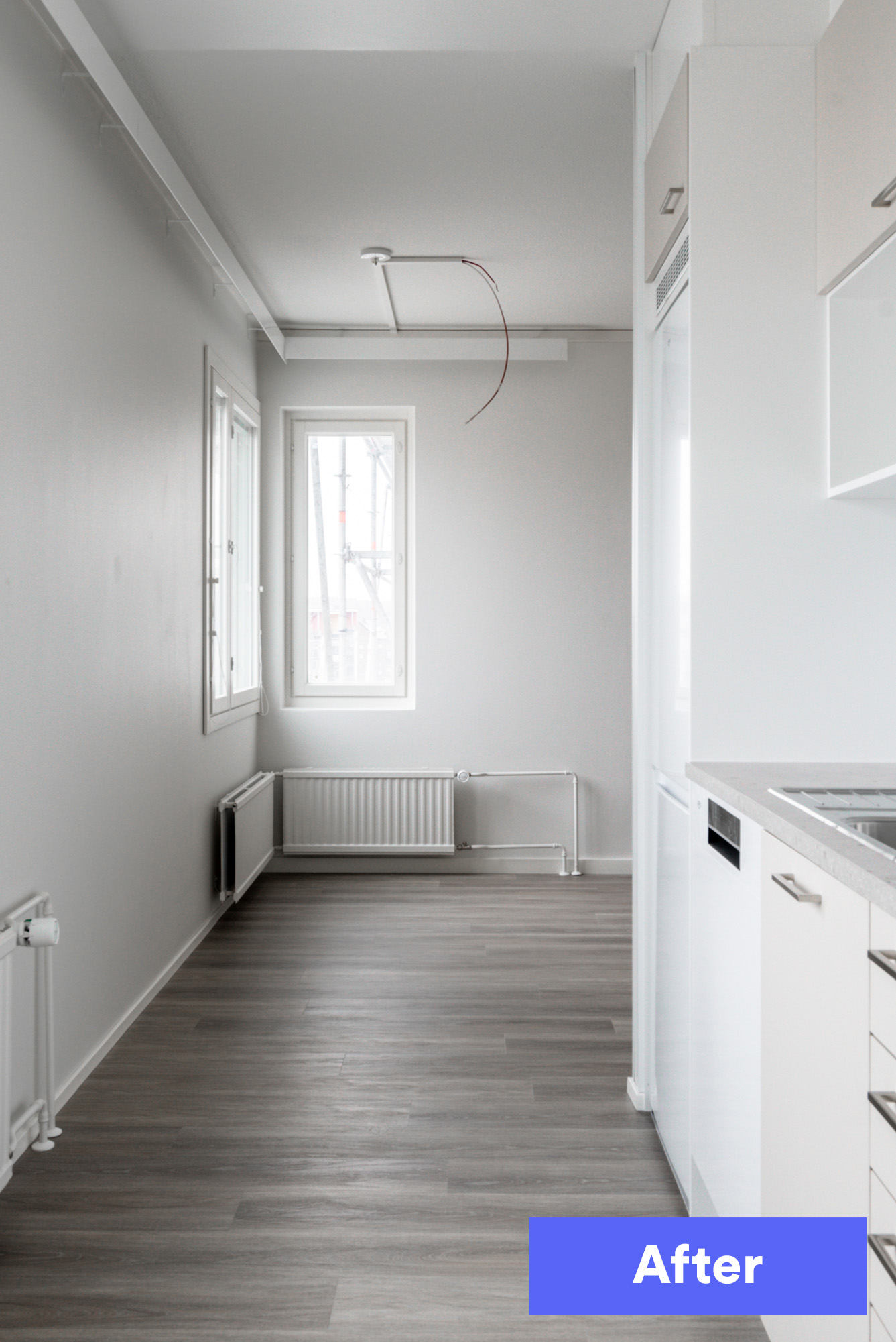 Kitchen after basic renovation.