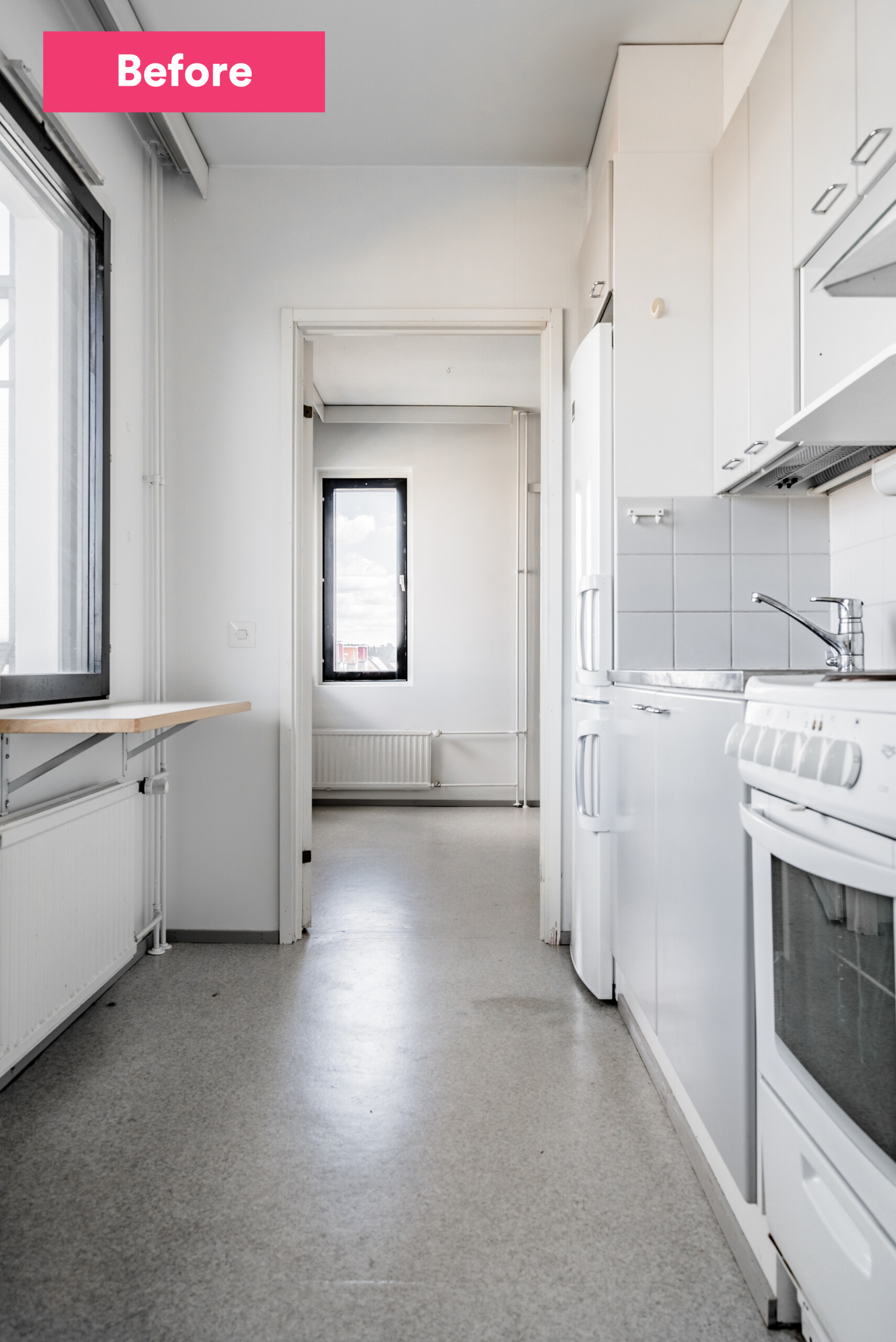 Kitchen before basic renovation.