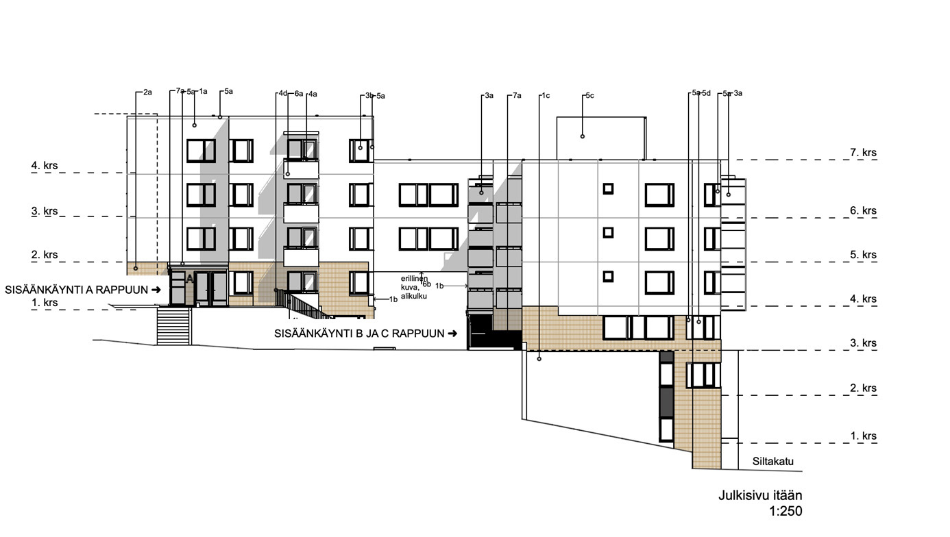 Drawing of Siltakuja facade.