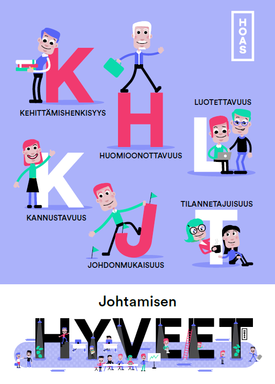 Johtamisen hyveitä Hoasilla ovat kehittämishenkisyys, huomioonottavuus, luotettavuus, kannustavuus, tilannetajuisuus ja johdonmukaisuus.